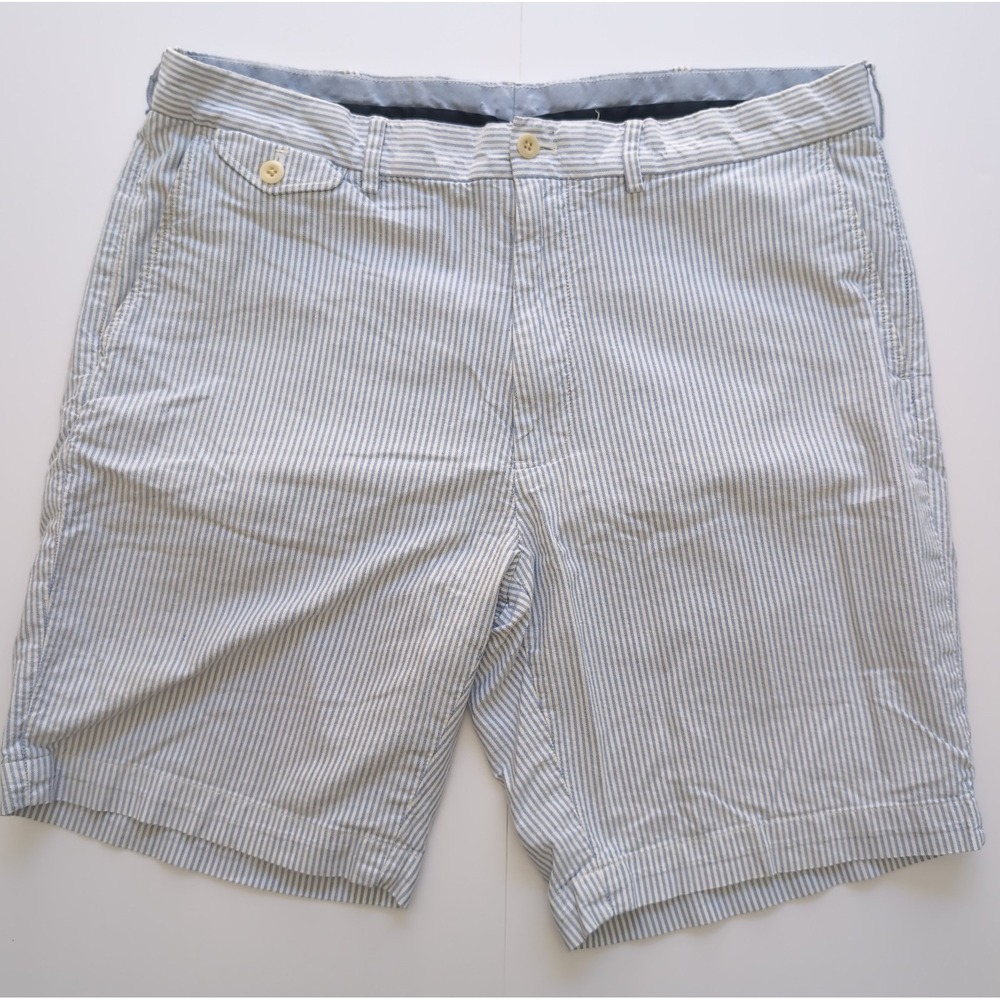 Polo Ralph Lauren Golf Shorts Mens 36 Blue White Striped Seersucker Classic